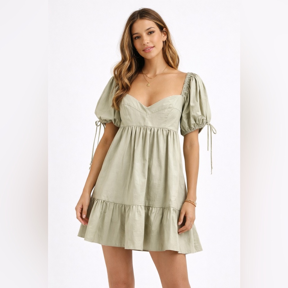 NWT Olivaceous “Can’t Be Touched” Olive Babydoll Mini Dress M